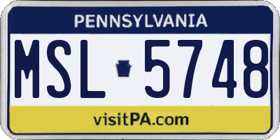 PA license plate MSL5748