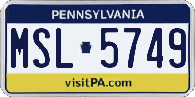 PA license plate MSL5749
