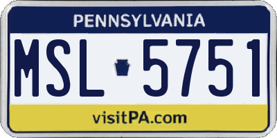PA license plate MSL5751