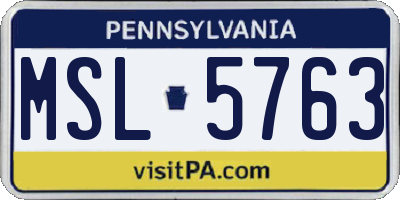 PA license plate MSL5763