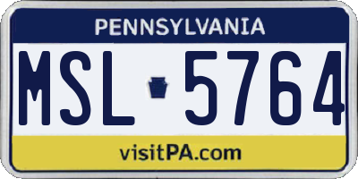 PA license plate MSL5764