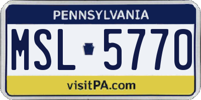PA license plate MSL5770