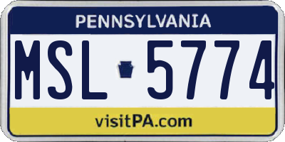 PA license plate MSL5774