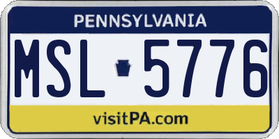 PA license plate MSL5776