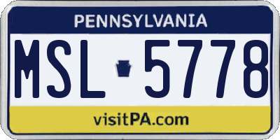PA license plate MSL5778