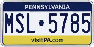 PA license plate MSL5785