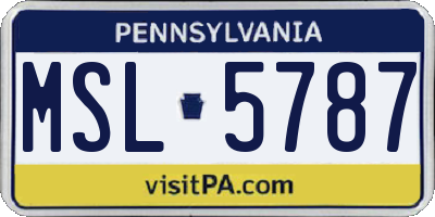PA license plate MSL5787
