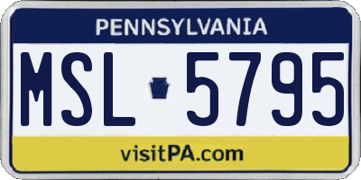PA license plate MSL5795
