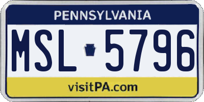 PA license plate MSL5796