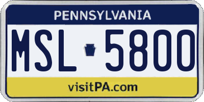 PA license plate MSL5800
