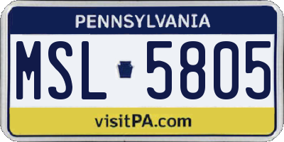 PA license plate MSL5805