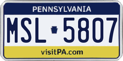 PA license plate MSL5807