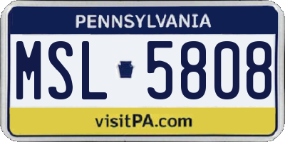 PA license plate MSL5808