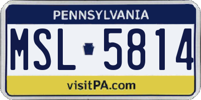 PA license plate MSL5814