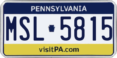 PA license plate MSL5815