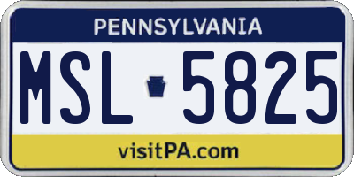 PA license plate MSL5825