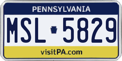 PA license plate MSL5829