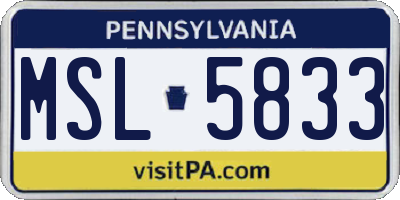 PA license plate MSL5833