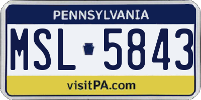 PA license plate MSL5843