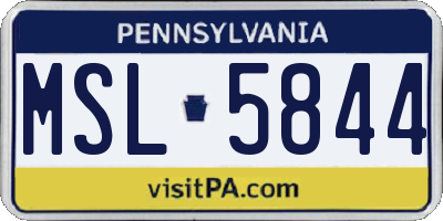 PA license plate MSL5844