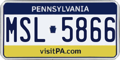 PA license plate MSL5866