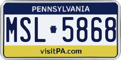 PA license plate MSL5868