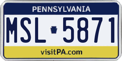 PA license plate MSL5871