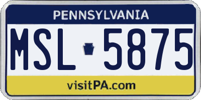 PA license plate MSL5875