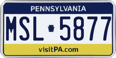 PA license plate MSL5877