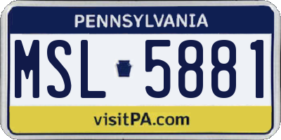PA license plate MSL5881