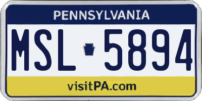 PA license plate MSL5894