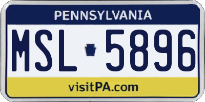 PA license plate MSL5896
