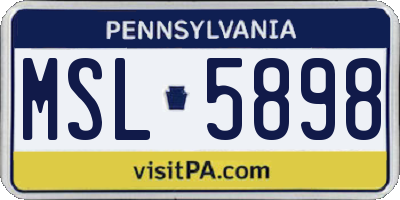 PA license plate MSL5898