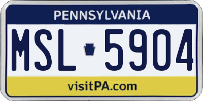 PA license plate MSL5904