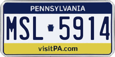 PA license plate MSL5914