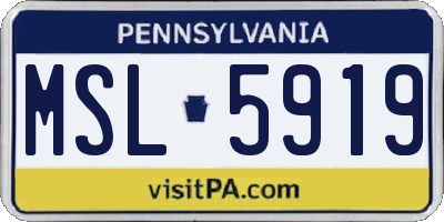 PA license plate MSL5919