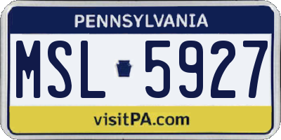 PA license plate MSL5927