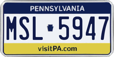 PA license plate MSL5947