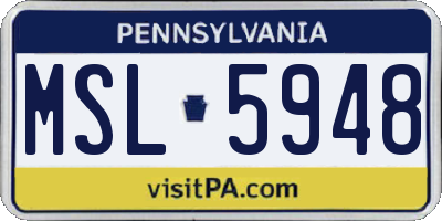 PA license plate MSL5948