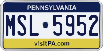 PA license plate MSL5952