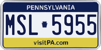PA license plate MSL5955