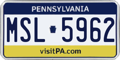 PA license plate MSL5962