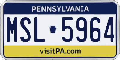 PA license plate MSL5964