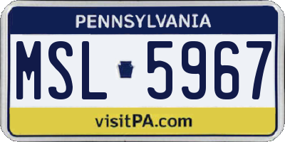 PA license plate MSL5967