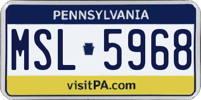 PA license plate MSL5968