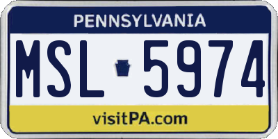 PA license plate MSL5974