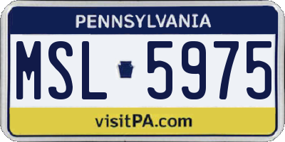 PA license plate MSL5975