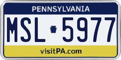 PA license plate MSL5977