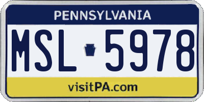 PA license plate MSL5978