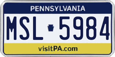 PA license plate MSL5984